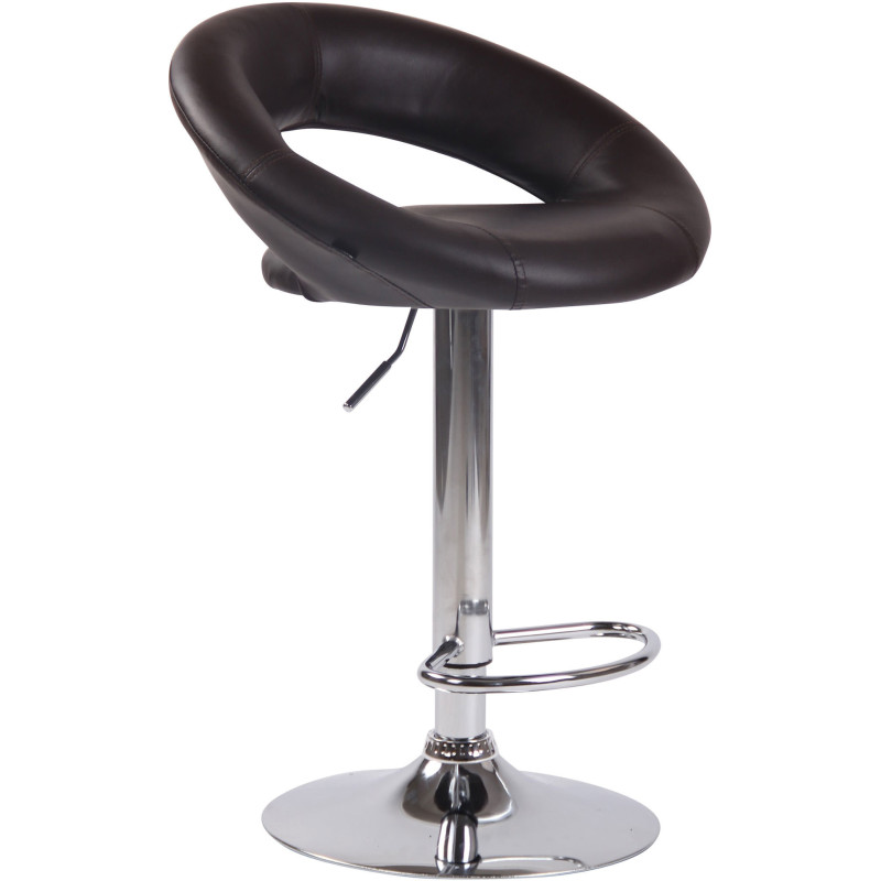 Tabouret de bar rond moderne en Polyuréthane Marron Métal Argenté Zailor - 1