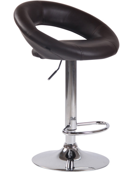 Tabouret de bar rond moderne en Polyuréthane Marron Métal Argenté Zailor - 1
