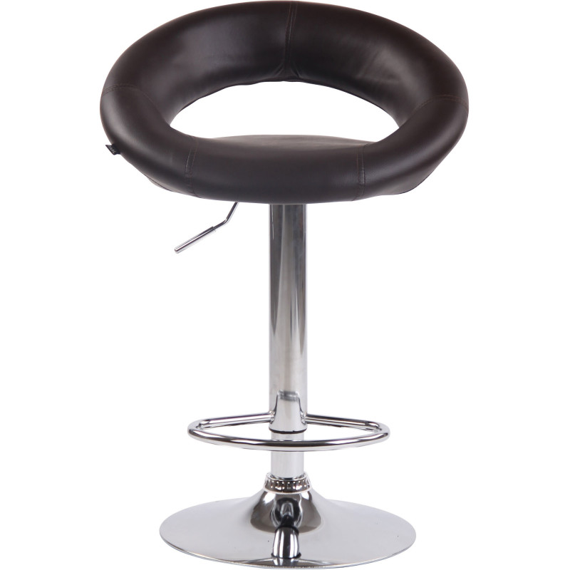Tabouret de bar rond moderne en Polyuréthane Marron Métal Argenté Zailor - 2