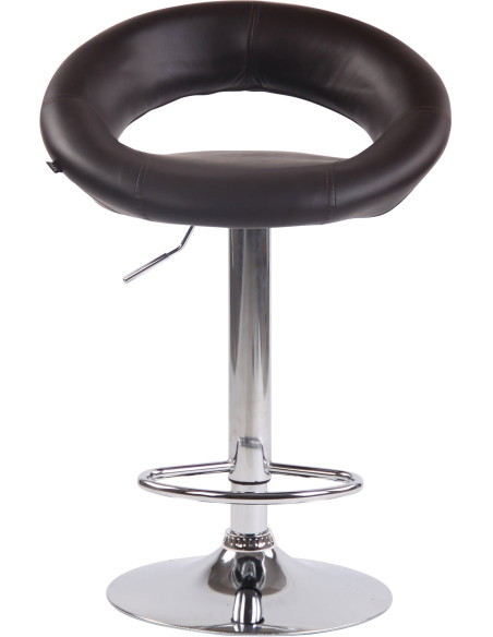 Tabouret de bar rond moderne en Polyuréthane Marron Métal Argenté Zailor - 2