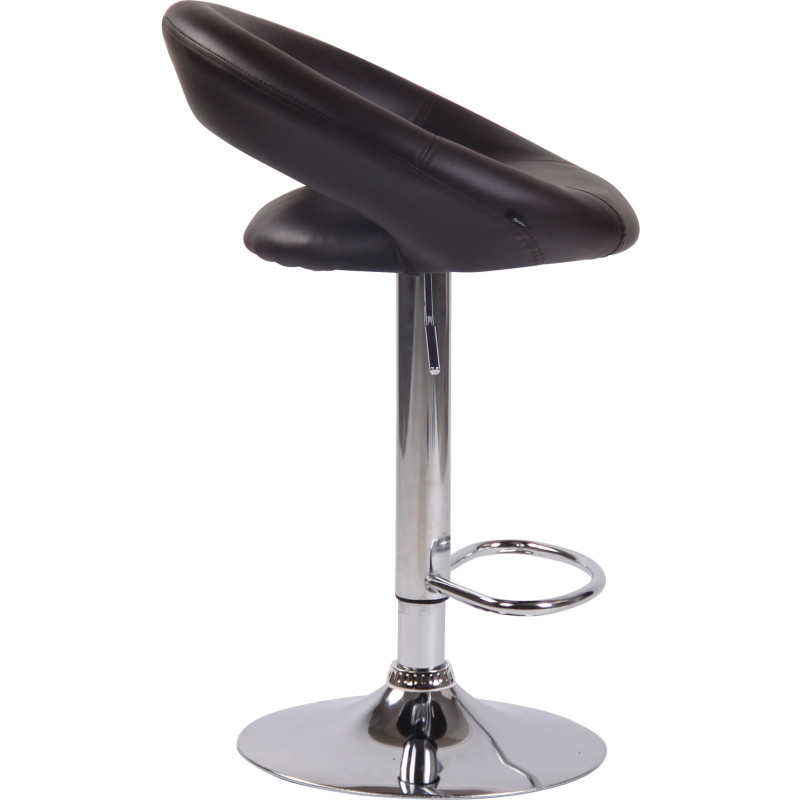 Tabouret de bar rond moderne en Polyuréthane Marron Métal Argenté Zailor - 3