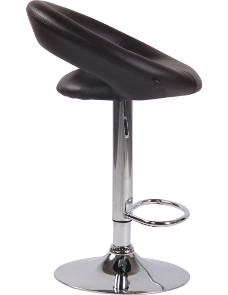 Tabouret de bar rond moderne en Polyuréthane Marron Métal Argenté Zailor - 3