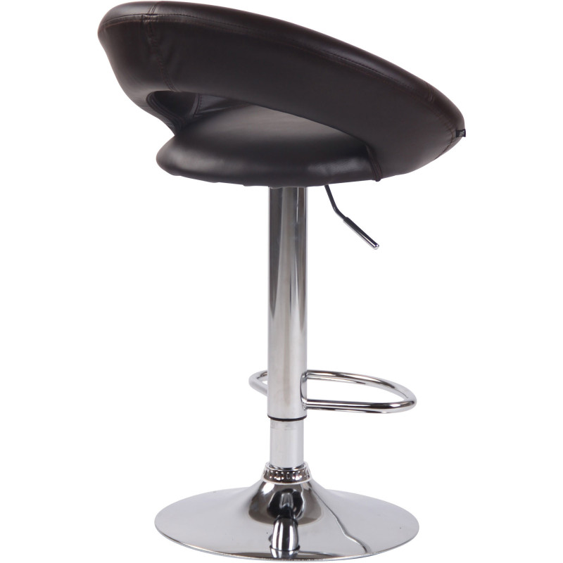Tabouret de bar rond moderne en Polyuréthane Marron Métal Argenté Zailor - 4