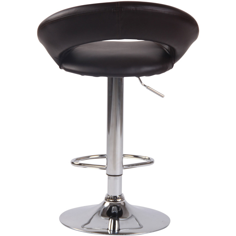 Tabouret de bar rond moderne en Polyuréthane Marron Métal Argenté Zailor - 5