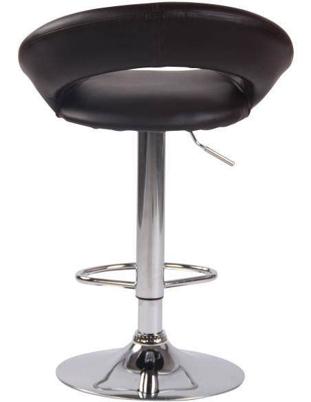 Tabouret de bar rond moderne en Polyuréthane Marron Métal Argenté Zailor - 5