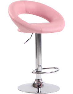 Tabouret de bar rond moderne en Polyuréthane Pink Métal Argenté Zailor - 1
