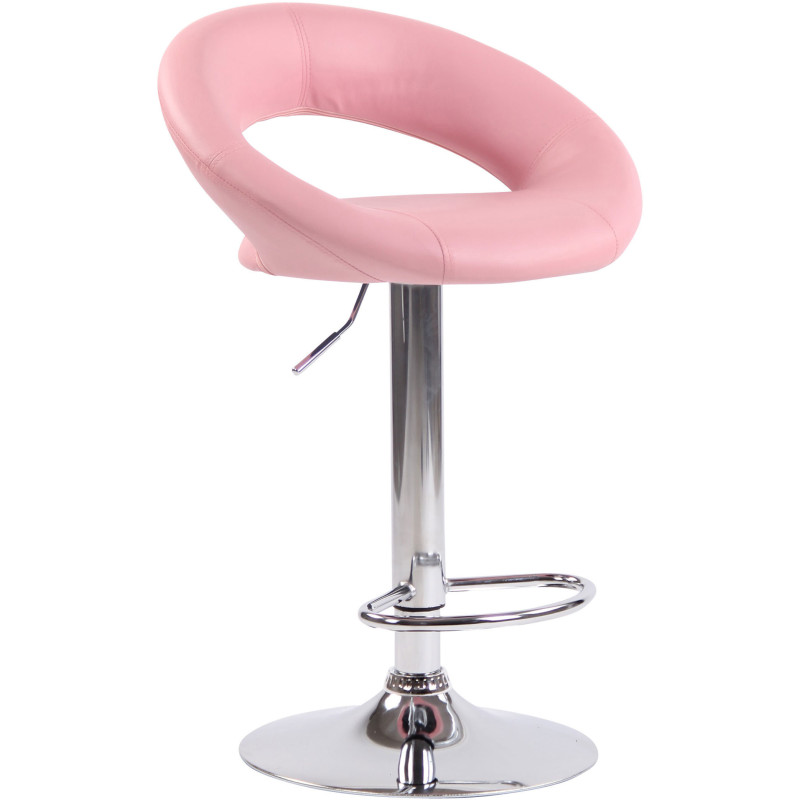 Tabouret de bar rond moderne en Polyuréthane Pink Métal Argenté Zailor - 1