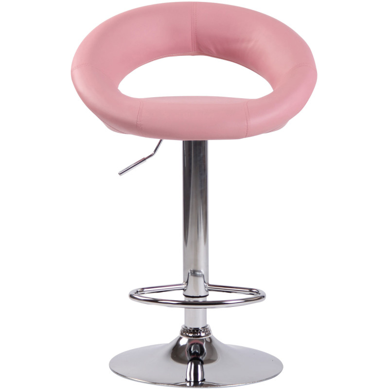 Tabouret de bar rond moderne en Polyuréthane Pink Métal Argenté Zailor - 2