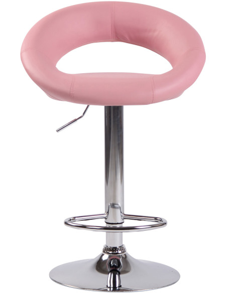 Tabouret de bar rond moderne en Polyuréthane Pink Métal Argenté Zailor - 2