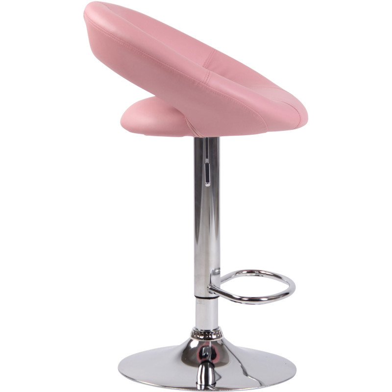 Tabouret de bar rond moderne en Polyuréthane Pink Métal Argenté Zailor - 3