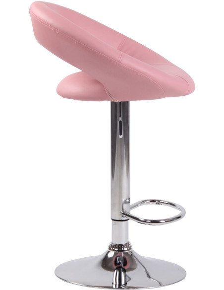 Tabouret de bar rond moderne en Polyuréthane Pink Métal Argenté Zailor - 3