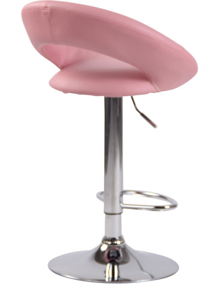 Tabouret de bar rond moderne en Polyuréthane Pink Métal Argenté Zailor - 4