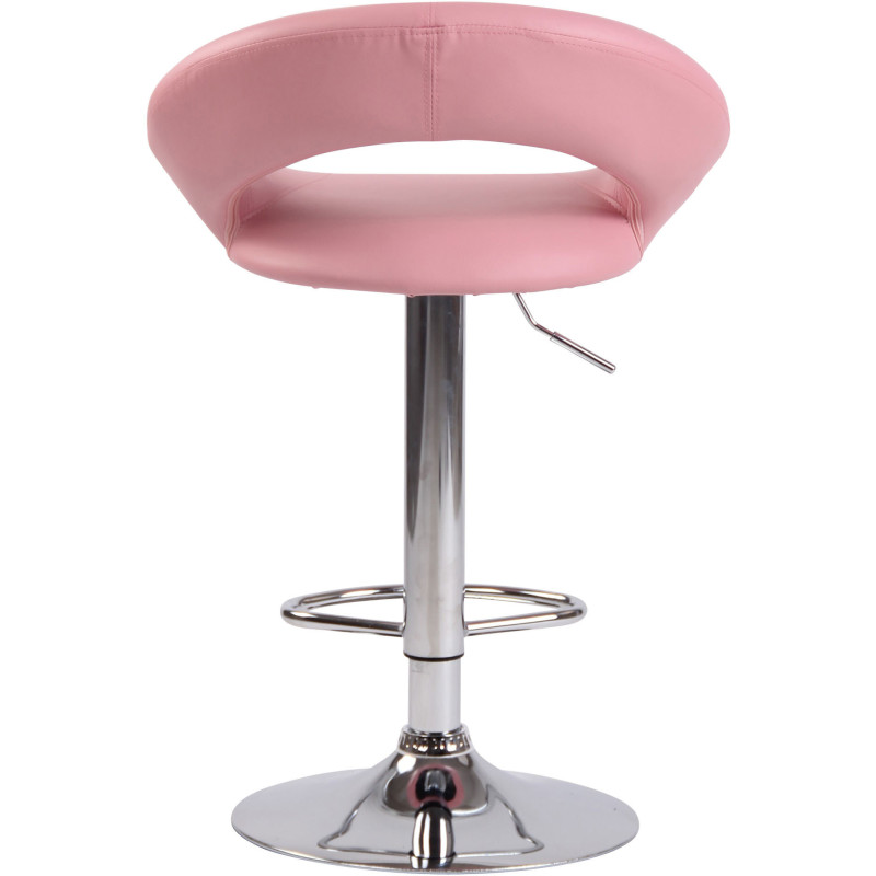 Tabouret de bar rond moderne en Polyuréthane Pink Métal Argenté Zailor - 5