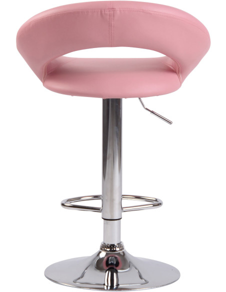 Tabouret de bar rond moderne en Polyuréthane Pink Métal Argenté Zailor - 5