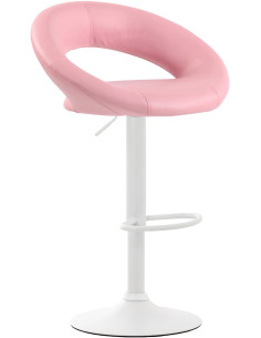 Tabouret de bar rond moderne en Polyuréthane Pink Métal Blanc Zailor - 1