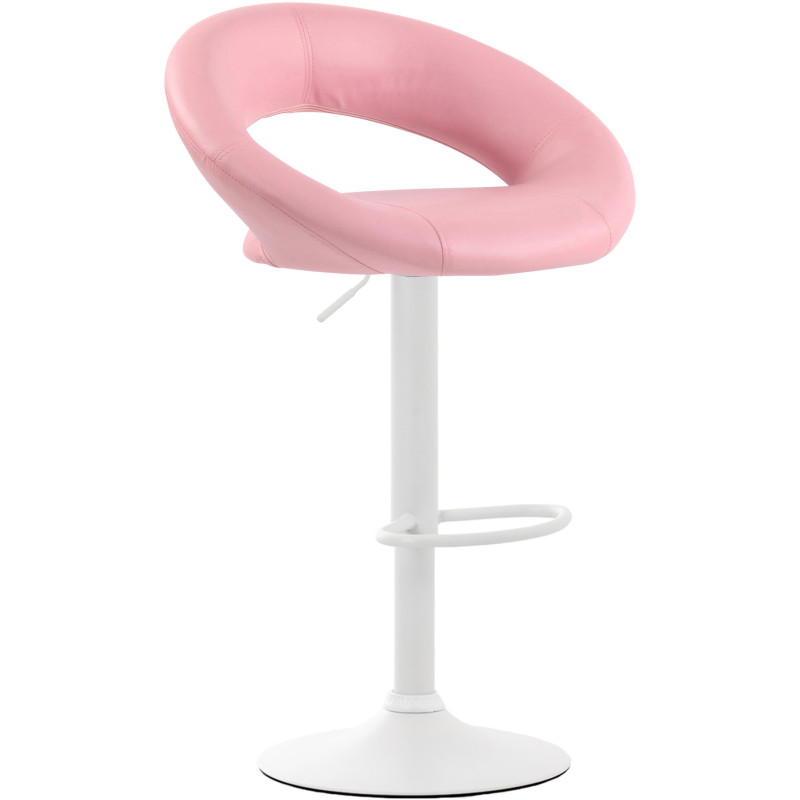 Tabouret de bar rond moderne en Polyuréthane Pink Métal Blanc Zailor - 1