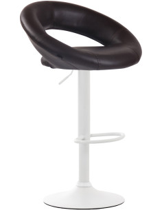 Tabouret de bar rond moderne en Polyuréthane Marron Métal Blanc Zailor - 1