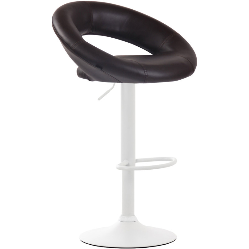 Tabouret de bar rond moderne en Polyuréthane Marron Métal Blanc Zailor - 1