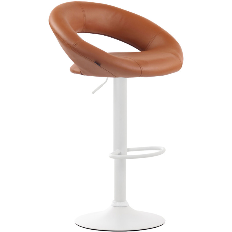 Tabouret de bar rond moderne en Polyuréthane Marron clair Métal Blanc Zailor - 1