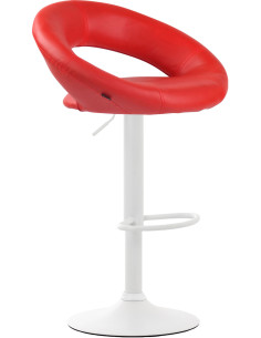 Tabouret de bar rond moderne en Polyuréthane Rouge Métal Blanc Zailor - 1