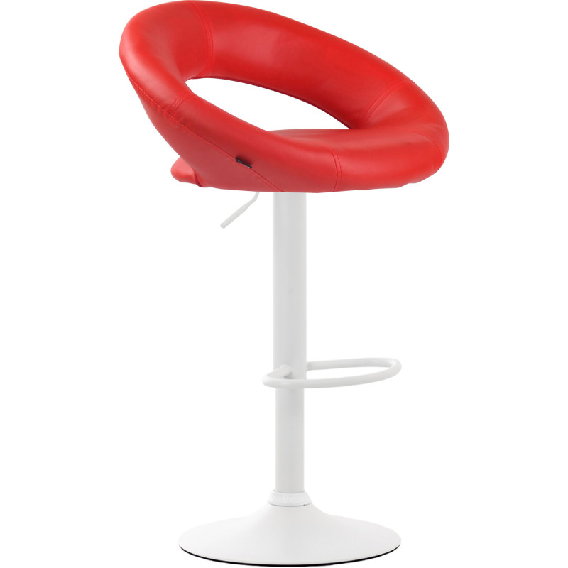 Tabouret de bar rond moderne en Polyuréthane Rouge Métal Blanc Zailor - 1