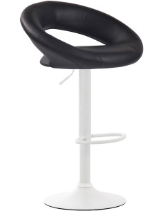 Tabouret de bar rond moderne en Polyuréthane Noir Métal Blanc Zailor - 1