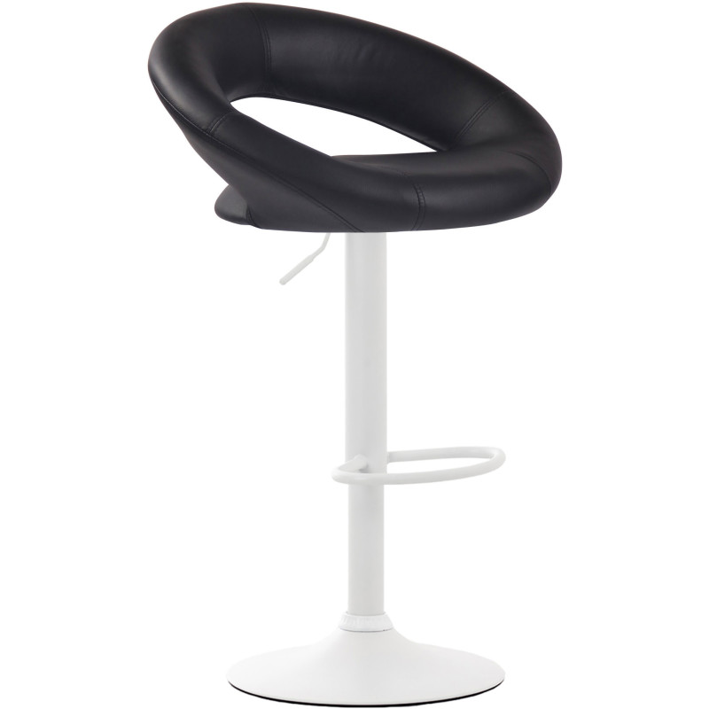 Tabouret de bar rond moderne en Polyuréthane Noir Métal Blanc Zailor - 1