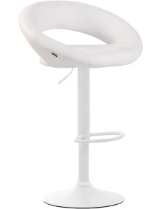 Tabouret de bar rond moderne en Polyuréthane Blanc Métal Blanc Zailor - 1