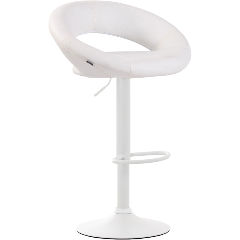 Tabouret de bar rond moderne en Polyuréthane Blanc Métal Blanc Zailor - 1
