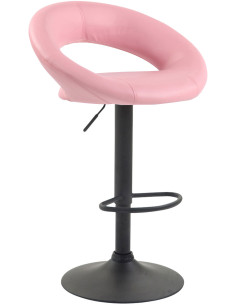 Tabouret de bar rond moderne en Polyuréthane Pink Métal Noir Zailor - 1