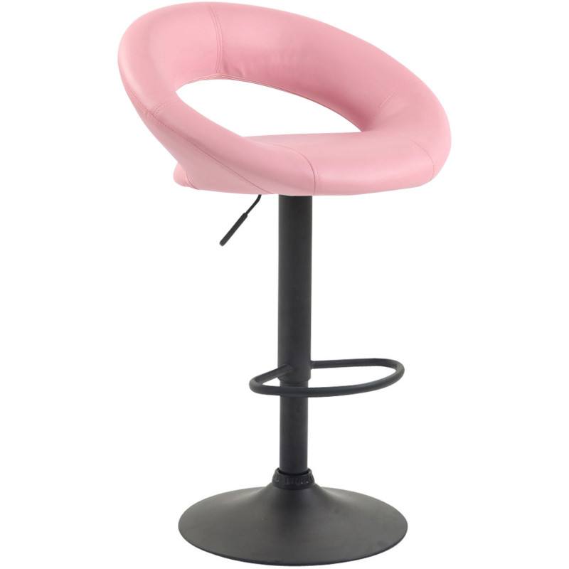 Tabouret de bar rond moderne en Polyuréthane Pink Métal Noir Zailor - 1