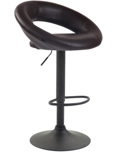 Tabouret de bar rond moderne en Polyuréthane Marron Métal Noir Zailor - 1