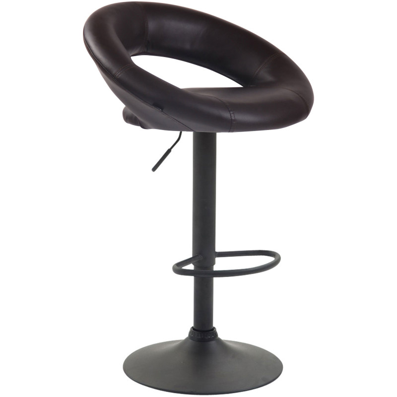 Tabouret de bar rond moderne en Polyuréthane Marron Métal Noir Zailor - 1