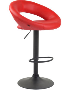 Tabouret de bar rond moderne en Polyuréthane Rouge Métal Noir Zailor - 1