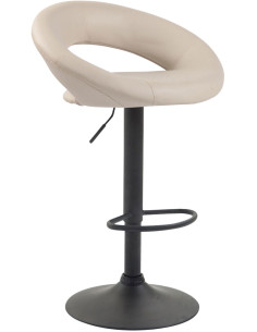 Tabouret de bar rond moderne en Polyuréthane Blanc crème Métal Noir Zailor - 1