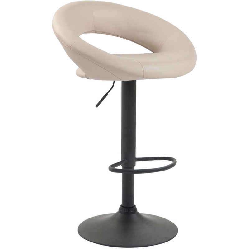 Tabouret de bar rond moderne en Polyuréthane Blanc crème Métal Noir Zailor - 1