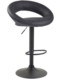 Tabouret de bar rond moderne en Polyuréthane Bleu Métal Noir Zailor - 1