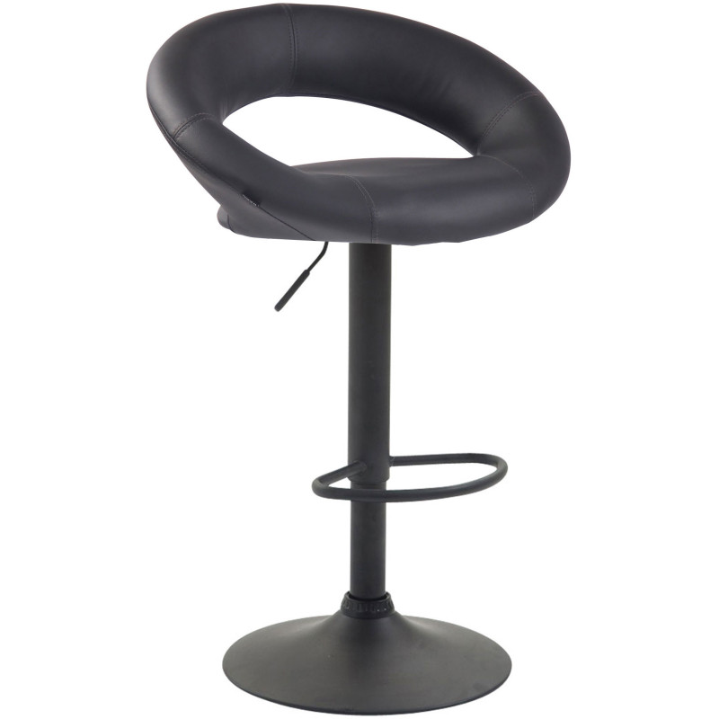 Tabouret de bar rond moderne en Polyuréthane Bleu Métal Noir Zailor - 1