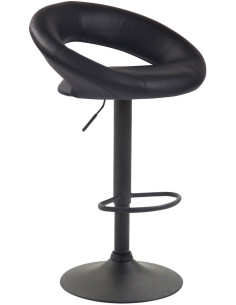 Tabouret de bar rond moderne en Polyuréthane Noir Métal Noir Zailor - 1