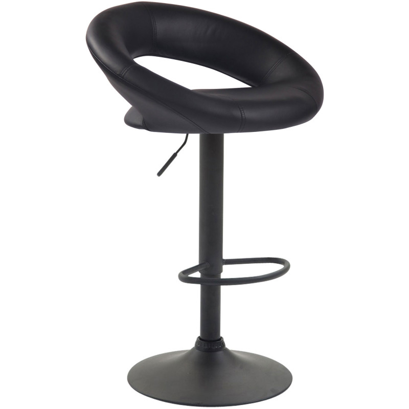 Tabouret de bar rond moderne en Polyuréthane Noir Métal Noir Zailor - 1