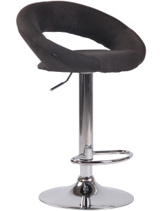 Tabouret de bar rond moderne en Tissu Gris foncé Métal Argenté Zailor - 1