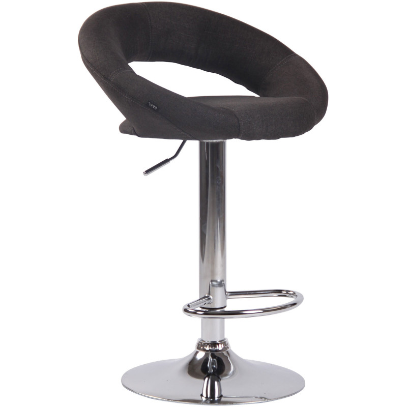 Tabouret de bar rond moderne en Tissu Gris foncé Métal Argenté Zailor - 1