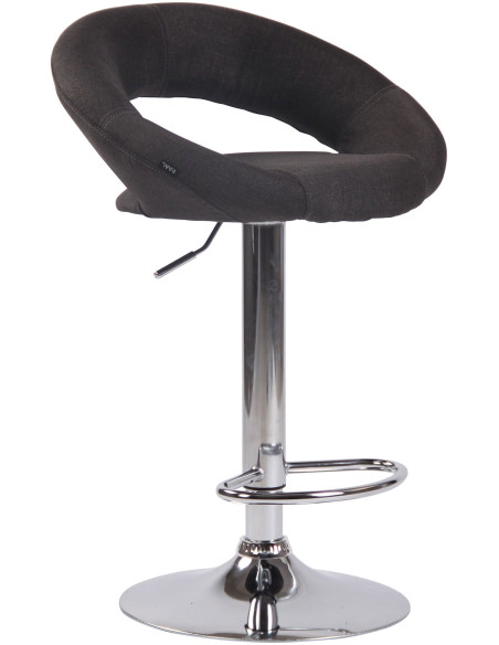 Tabouret de bar rond moderne en Tissu Gris foncé Métal Argenté Zailor - 1