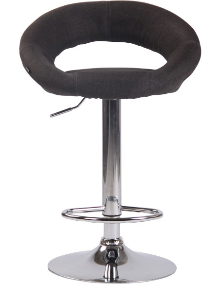 Tabouret de bar rond moderne en Tissu Gris foncé Métal Argenté Zailor - 2