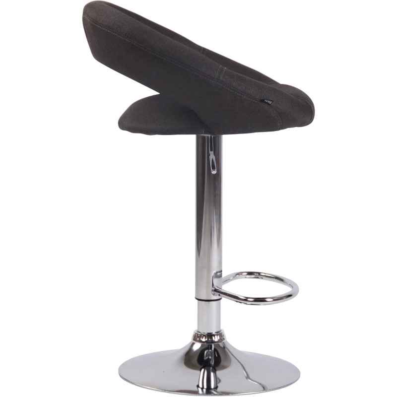 Tabouret de bar rond moderne en Tissu Gris foncé Métal Argenté Zailor - 3