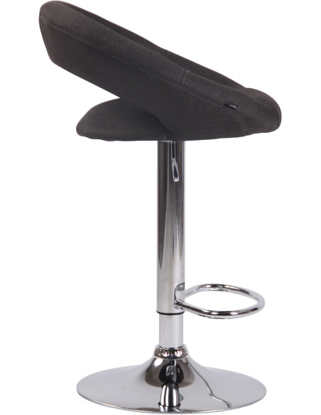 Tabouret de bar rond moderne en Tissu Gris foncé Métal Argenté Zailor - 3
