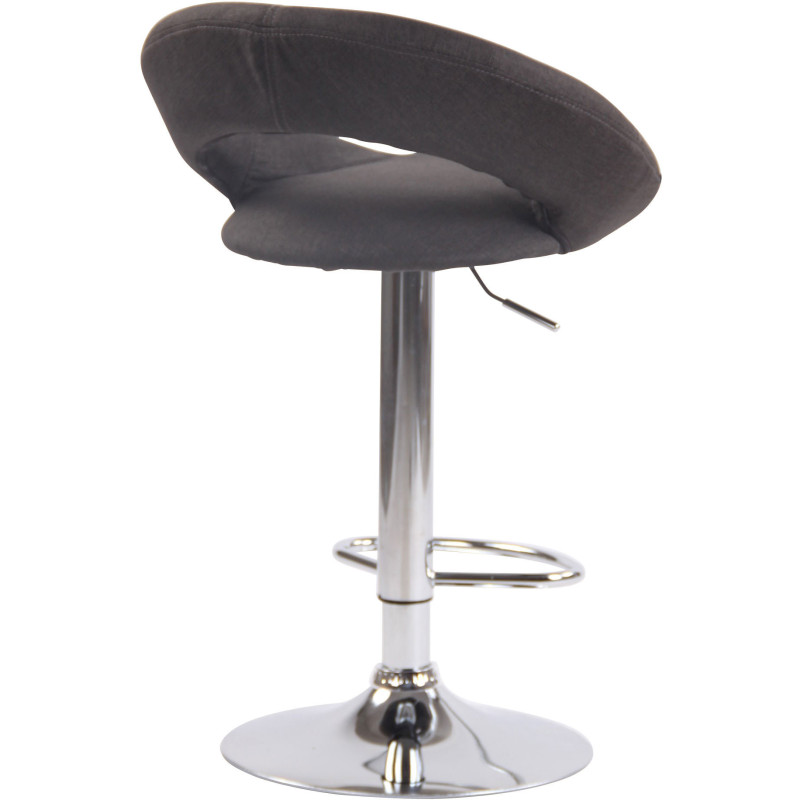 Tabouret de bar rond moderne en Tissu Gris foncé Métal Argenté Zailor - 4