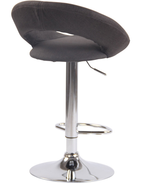 Tabouret de bar rond moderne en Tissu Gris foncé Métal Argenté Zailor - 4