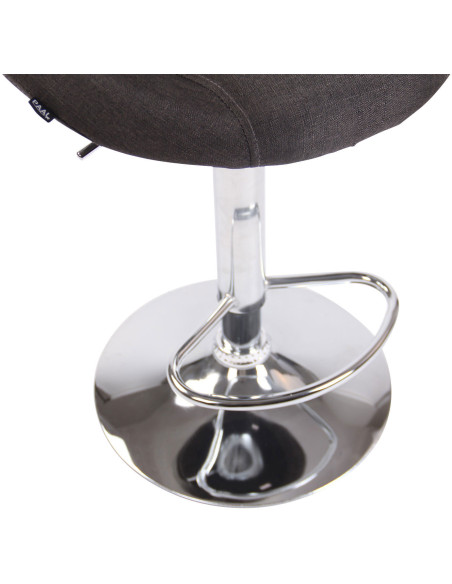 Tabouret de bar rond moderne en Tissu Gris foncé Métal Argenté Zailor - 7