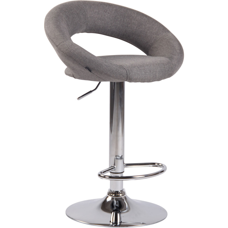Tabouret de bar rond moderne en Tissu Gris Métal Argenté Zailor - 1
